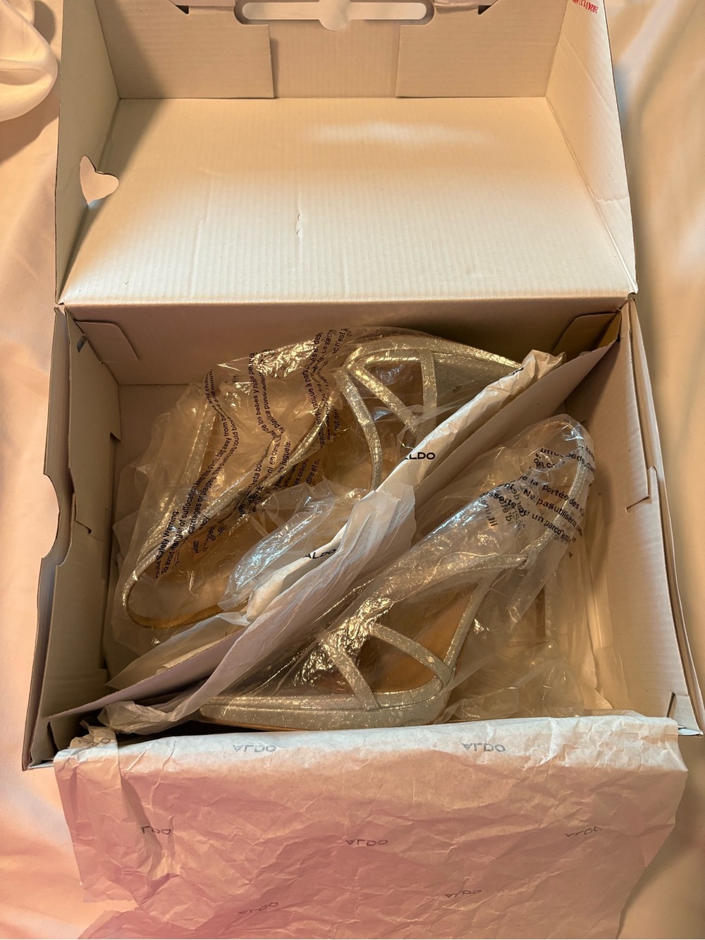 Aldo Rose Gold Metallic Strappy Stiletto Sandals - Picture 5 of 7